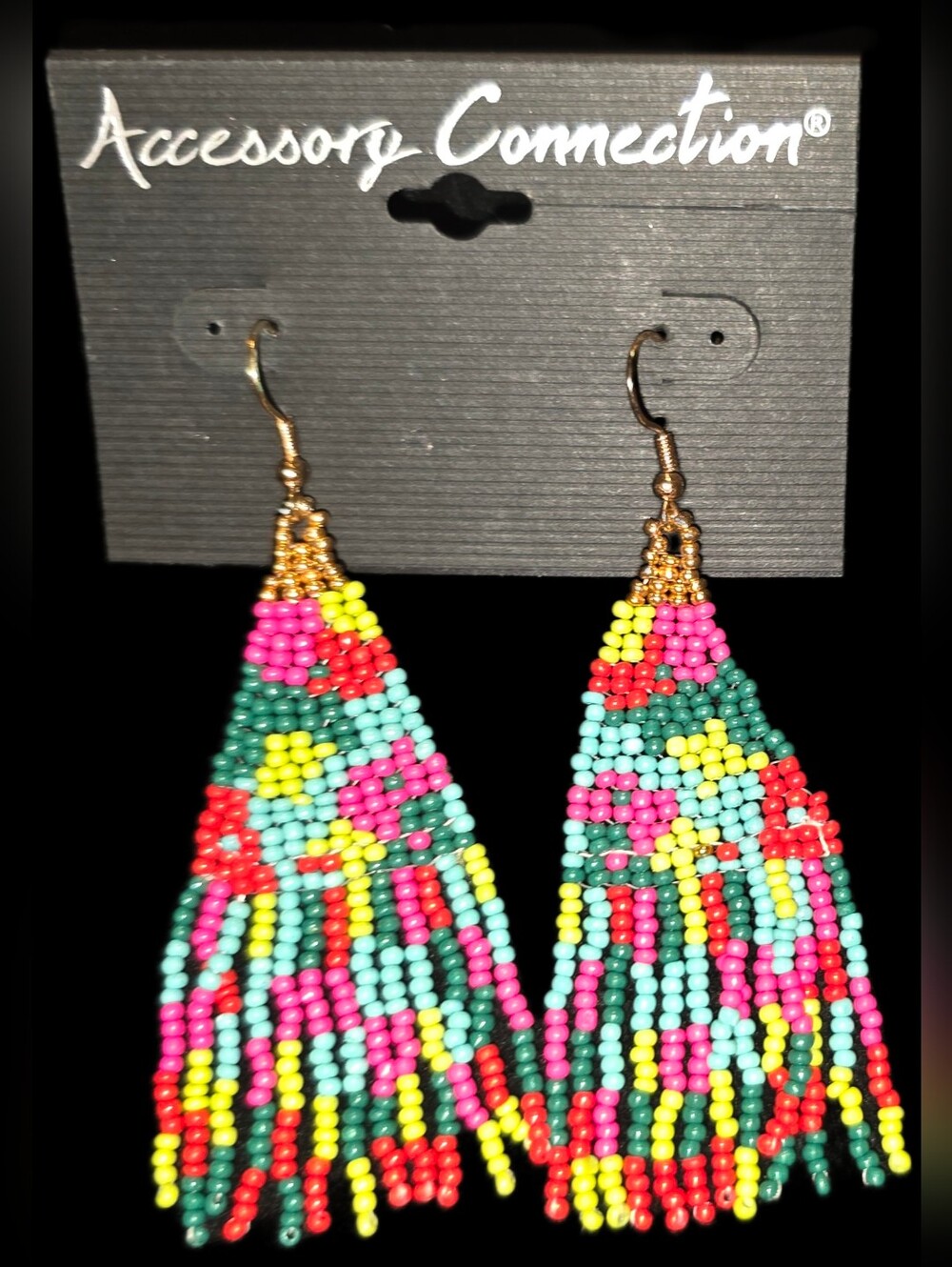 Multicolor Seed Bead Fringe Earrings